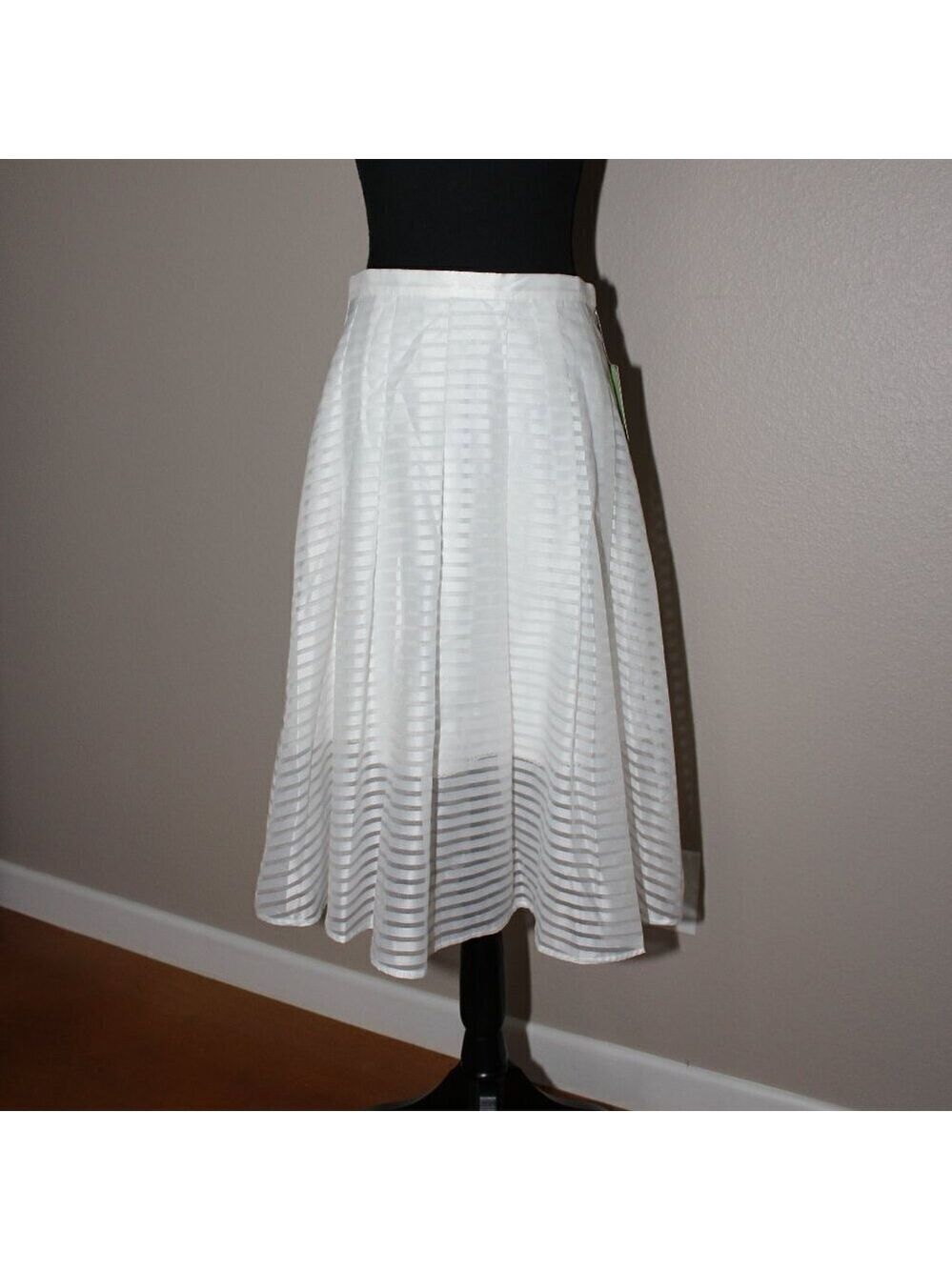 Leifsdottir Anthropologie Womens Shadow Striped Midi Skirt White Size 4 FairyNWT
